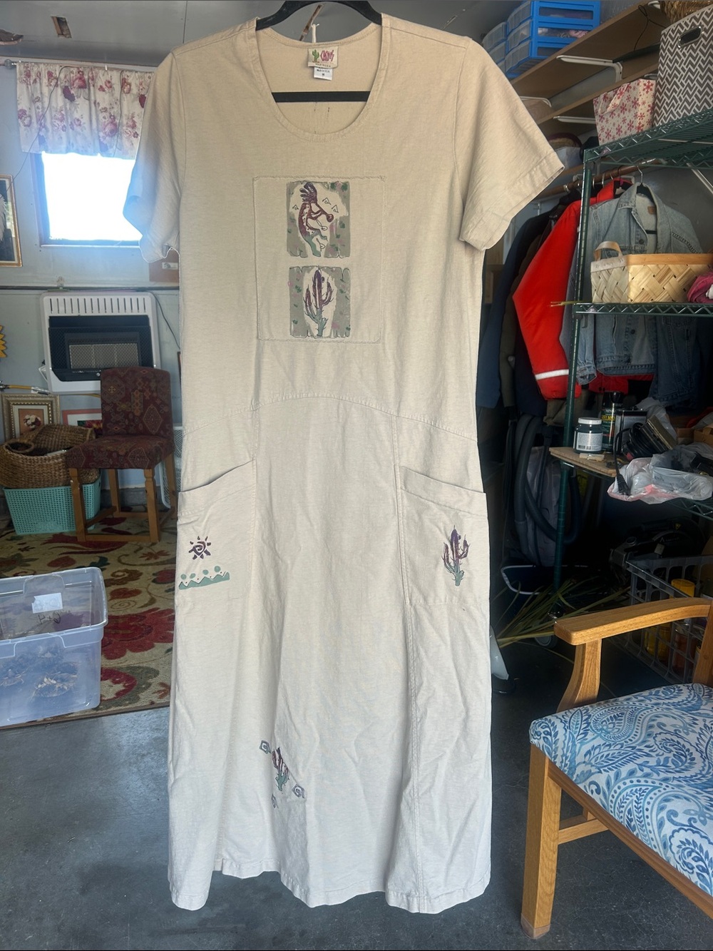 Cactus Beige Hand Stamped Maxi Dress